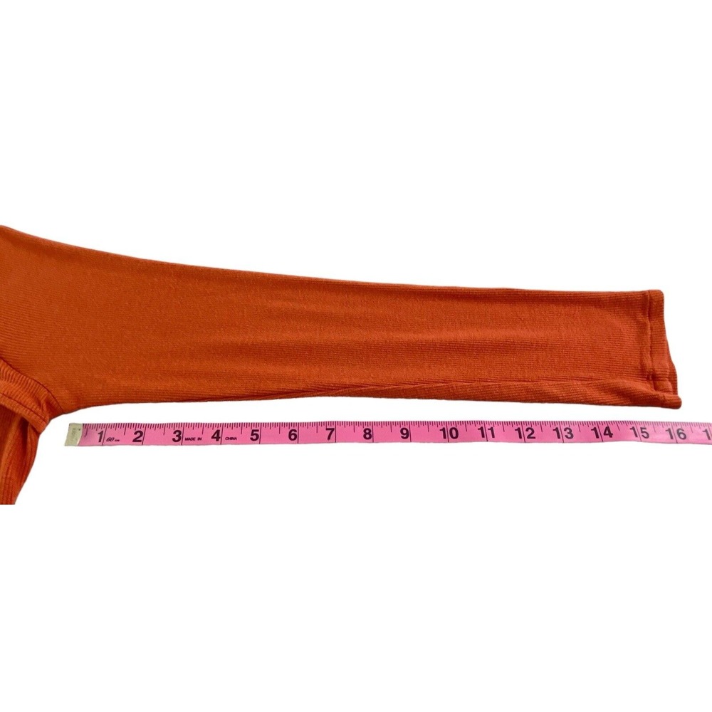 VENUS Women Cut Out Open Front Mock Neck Long Sleeve Top Sz L Orange 1-20 - Picture 6 of 12